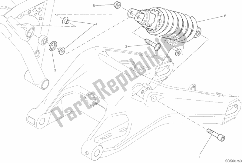 All parts for the Sospensione Posteriore of the Ducati Scrambler Urban Enduro Brasil 803 2016